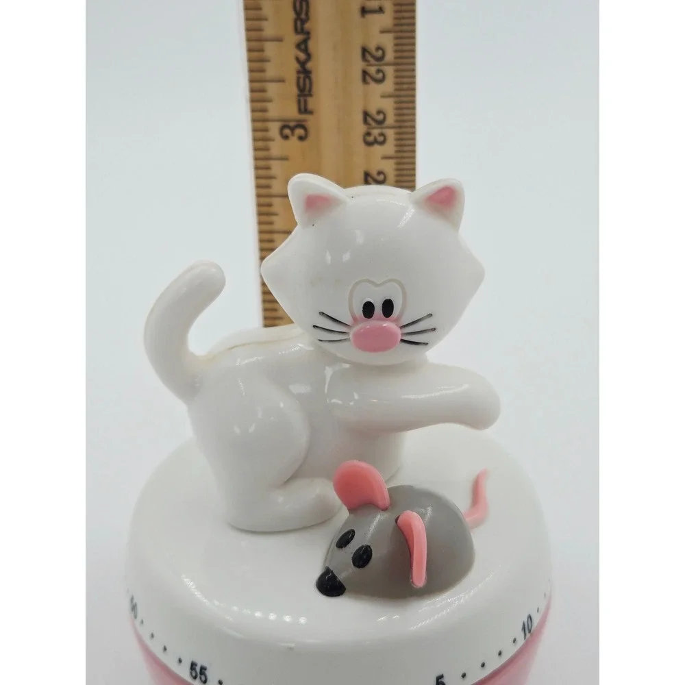 Joie Meow Cat and‎ Mouse 60 Minute Mechanical Kitchen Timer Pink White